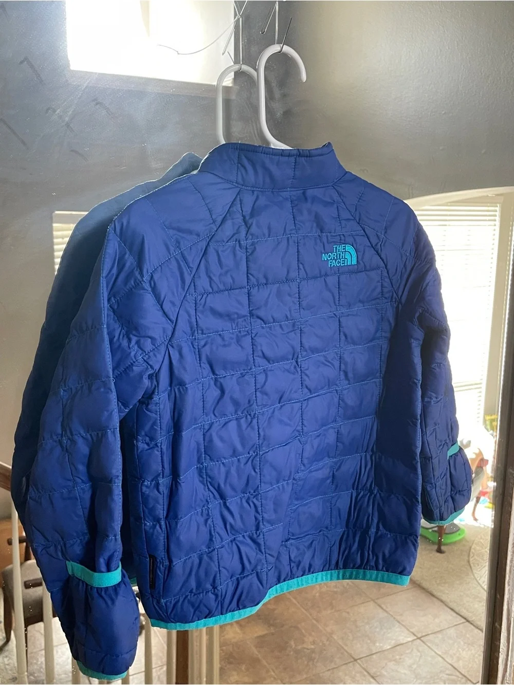 The North Face Toddlers' Royal Blue Quilted Puffer Jacket with Teal Trim